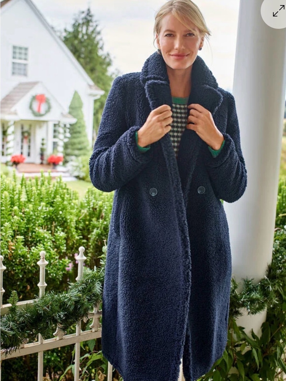 GORGEOUS Women's TALBOTS Navy Blue Sherpa Teddy Coat Plus Size 1X